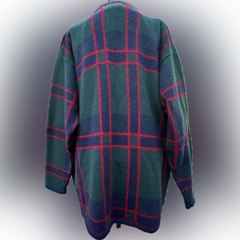 Pendleton Plaid Virgin Wool Cardigan 2X Harvest Cornucopia Embroidery - Picture 8 of 13